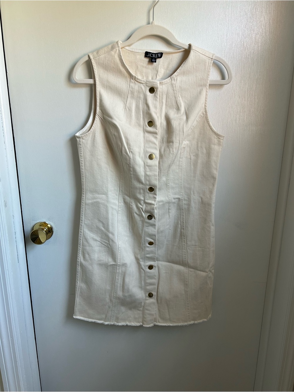 J. Crew Cream Sleeveless Button-Front Mini Dress